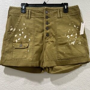 Anthropologie The Wanderer paint splatter utility Moss Shorts Size 31
